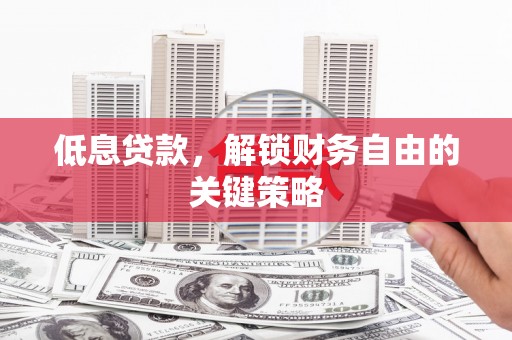 子长低息贷款，解锁财务自由的关键策略